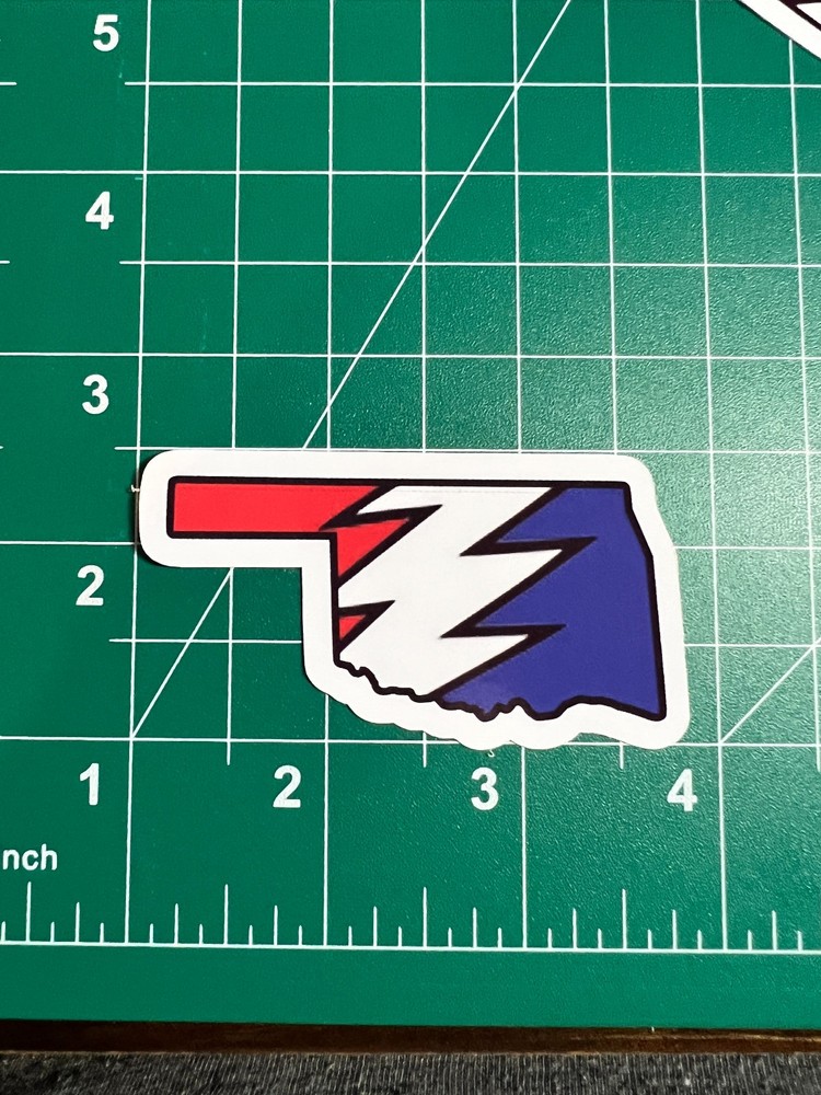 Oklahoma Stealie – Grateful Dead – Laminated Vinyl Sticker 3″x1.5″