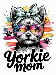 Yorkie Mom Sticker Decal Laptop Wall Mirror Cup Tumblr Locker Bin
