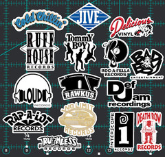 15 90s Hip-Hop Record Label Sticker Pack – Clear, Holographic, or White – Rap