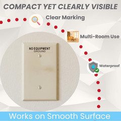 96Pcs NO Equipment Ground Protected Outlet Receptacle Stickers, Small 0.25 X 1.0