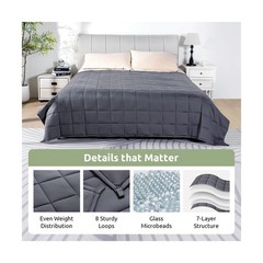 Sivio Weighted Blanket for Adults 100% Cotton, 60″x80″ Queen Size 15 lbs, Coo…