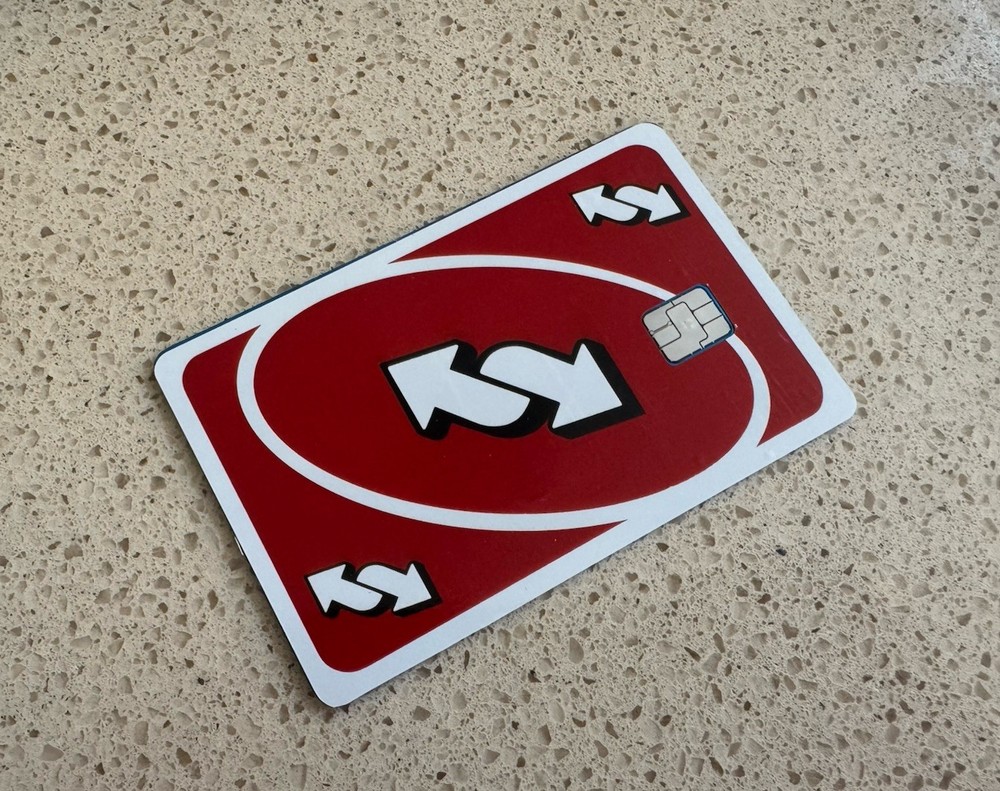 Red Reverse/Draw 4 Card Credit Card SMART Sticker Skin Decal – debit card Wrap
