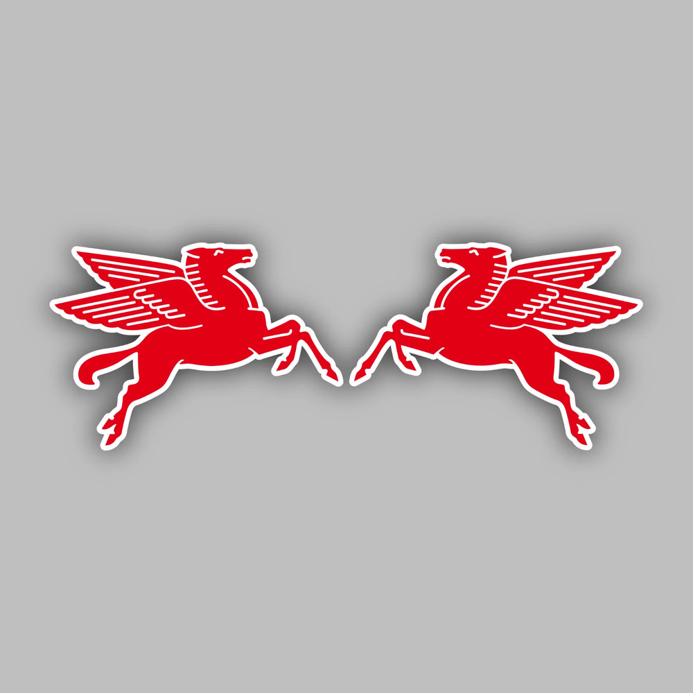 mobil oil 2 pc stickers decal gas vintage pegasus racing Classic