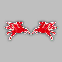 mobil oil 2 pc stickers decal gas vintage pegasus racing Classic