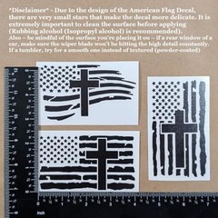 American Flag with Cross Vinyl Decal 3 Pack: Christian Jesus US Small ~4″ Black