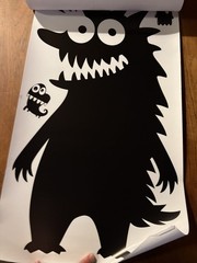 Monster Cartoon Vinyl Wall Decal Set, Removable, Black White, Modern, Any Room