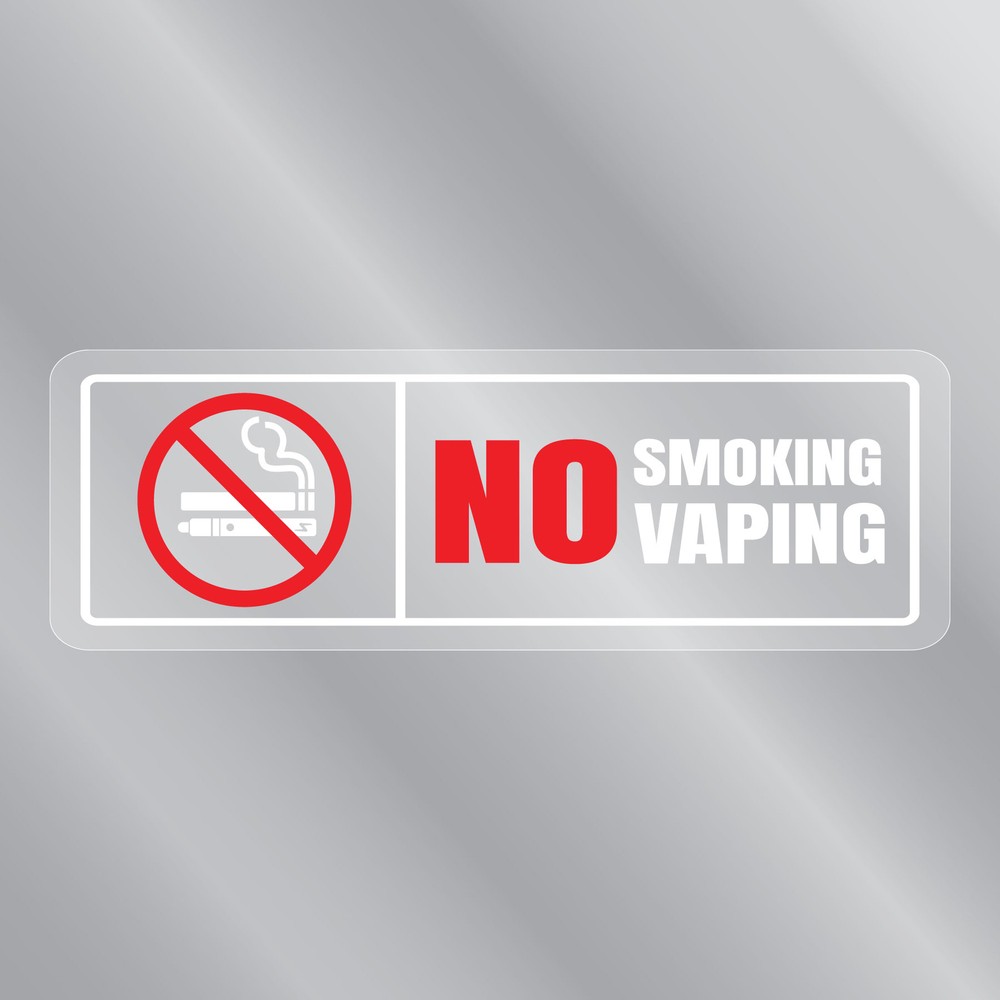 No Smoking / No Vaping – Rectangle design – Clear Decal