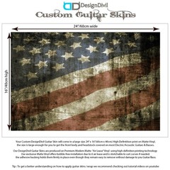 Guitar Skin Wrap Laminated Vinyl Sticker Decal for any Guitar USA Flag GS20