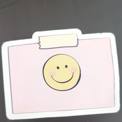 Pink Smiley Face Rectangle Sticker Decal – Yellow White Black Smiley Theme