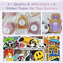 Koala Printable Vinyl Sticker Paper Roll for Inkjet Printer 13″X32.8 FT Glossy