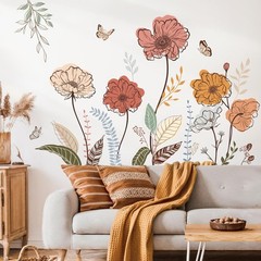 Multi-Color Floral Peel and Stick Wall Art – Perfect for Living Room and Nursery