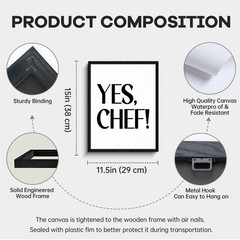 Yes Chef Quote Wall Art, yes chef message, minimalist wall decor, ready to ha…