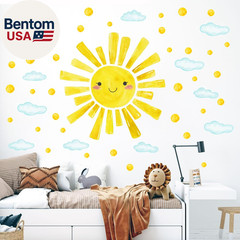 Watercolor Large Sun Wall Decals Cloud Polka Dots Wall Stickers for Kids Room, 1