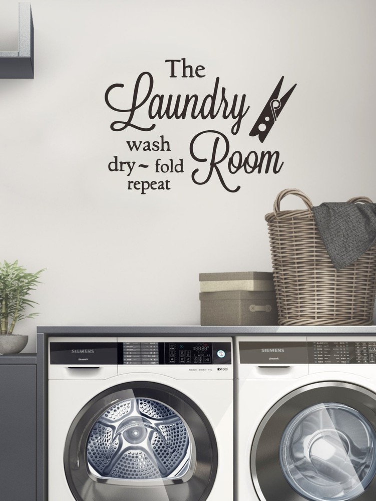 Slogan Graphic Wall Sticker Laundry Room Art Wall Stickers Vinyl Removable