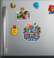 Miami Florida Fridge Magnet or Laptop Sticker
