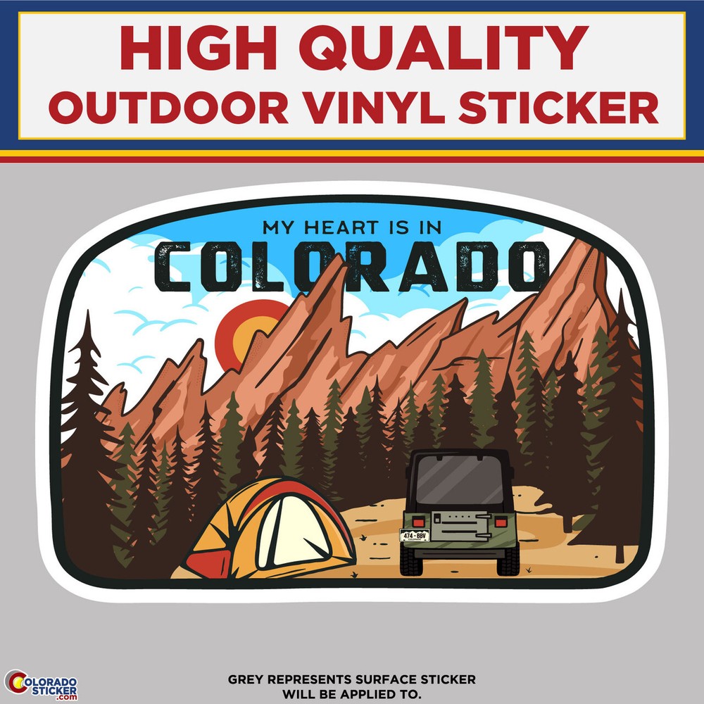 My Heart Is In Colorado Camping, High Quality Vinyl Stickers