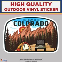 My Heart Is In Colorado Camping, High Quality Vinyl Stickers