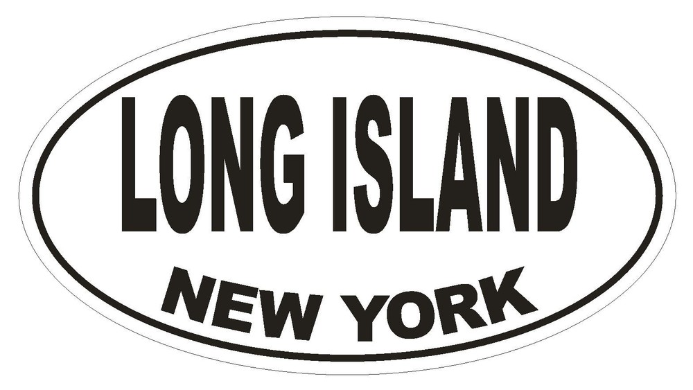 Long Island New York Oval Bumper Sticker or Helmet Sticker D1479 Euro Oval