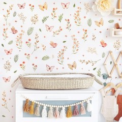 Boho Flower Wall Sticker Small Floral Wall Decals Peel and Stick Wildflower L…