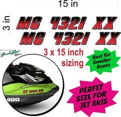 Boat Registration Numbers & Letters 2 Pack 3″ x 15″ Boat & Jetski Stickers GRB