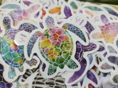 20 Pcs Multicolor Sea Turtle Vinyl Self-Adhesive Decorative Stickers,Journal etc