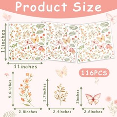 Boho Flower Wall Sticker Small Floral Wall Decals Peel and Stick Wildflower L…