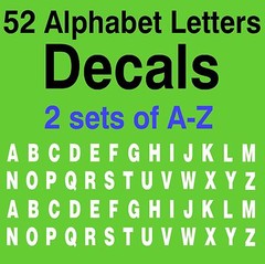 A-Z ALPHABET LETTERS DECALS 1 SET OF 2 26 A-Z LETTERS 52 LETTERS VINYL STICKER