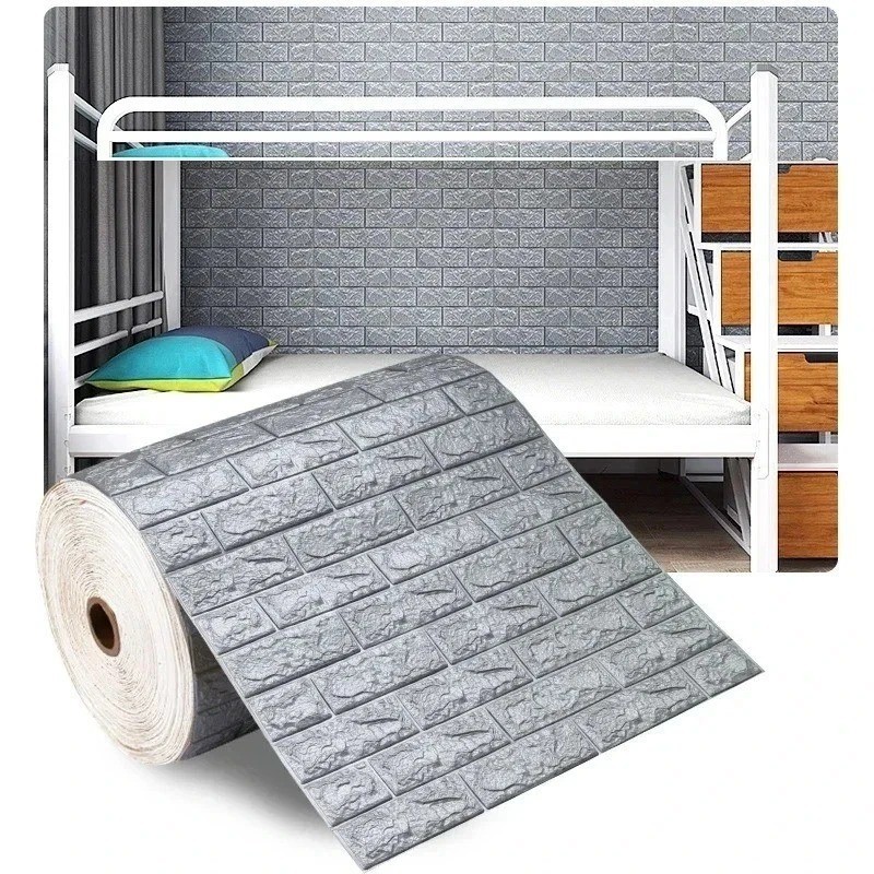 3D Soft Foam Brick Wallpaper Roll Self Adhesive Waterproof Wall Stickers 70x200c