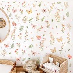 Boho Flower Wall Sticker Small Floral Wall Decals Peel and Stick Wildflower L…