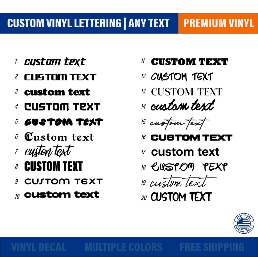 Custom Text Vinyl Lettering | Any Text Name | Premium Vinyl Decal Sticker