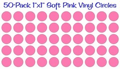 50 pack – 1″x1″ Round Soft Pink Vinyl Stickers Decals Circles Polka Dots Die Cut