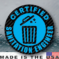 Certified Sanitation Engineer Hard Hat Helmet Gag Prank Joke Sticker 2IN