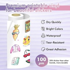 Koala Printable Vinyl Sticker Paper Roll for Inkjet Printer 13″X32.8 FT Glossy