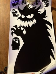 Monster Cartoon Vinyl Wall Decal Set, Removable, Black White, Modern, Any Room
