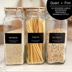 134 Kitchen Pantry Labels for Containers Minimalist Preprinted Farmhouse Style