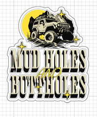 (2) Mud Holes And Buttholes Sticker Funny Off Road 4×4 Truck Jeep Decal Vinyl