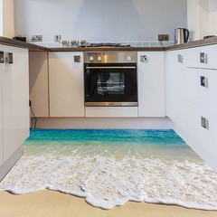 Floor Stickers None PVC 90*58 Cm Sea Stickers Wall Print Decal Waves 1set