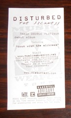 Disturbed Sticker The Sickness Promo 2001 (rectangle) 4×2