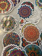 Mandala Art Round Decorative Wall Stickers/Decals, Multicolor Mixed Lot 52