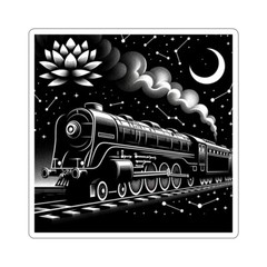 Train Sticker Starlit Orient Express Art Deco Illustration 2×2″ 3×3″ 4×4″ 6×6″