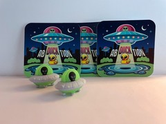 2 Alien Ab-duck-tion Stickers! Extra Terrestrial Glow in the Dark! Vinyl Decal
