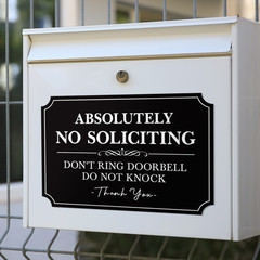 5.6″W Absolutely No Soliciting Don’t Ring Doorbell Do Not Knock Vinyl Sticker