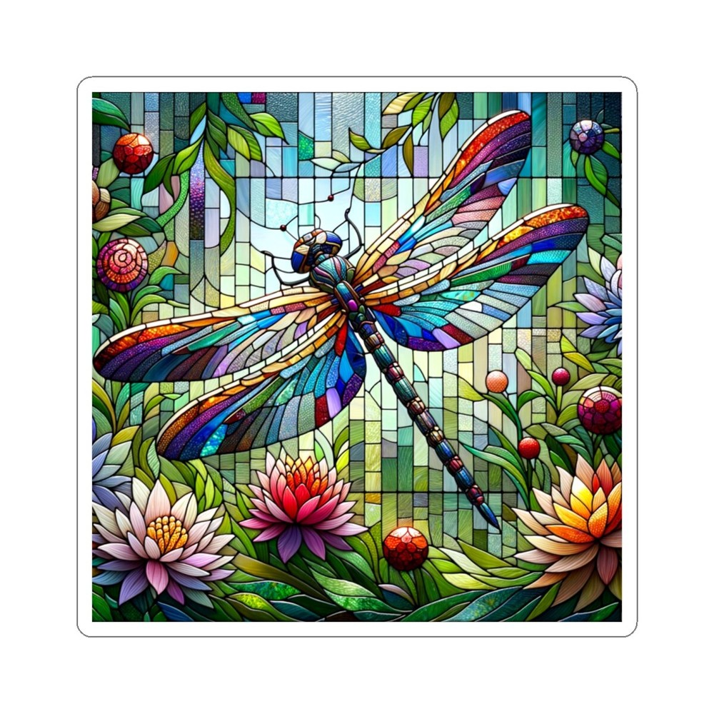 Sticker Stained Glass Dragonfly Garden 2×2 3×3 4×4 6×6