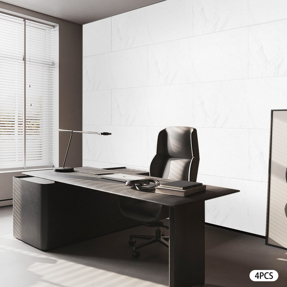 Modern 4 PCS PU Panels Faux Stone Wall Panels White for Interior Wall Decor NEW