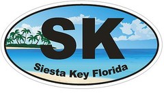 Siesta Key Beach Florida Oval Bumper Sticker or Helmet Sticker D1128