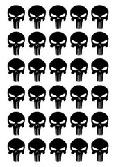 Set of 30 The Punisher Skull Small Vinyl Decals Phone Laptop Car Helmet Stickers