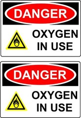 2 PC Oxygen in Use Sign 4 x 6 Oxygen in Use no Smoking Sign – Sticker –