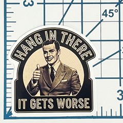 Hang In There It Gets Worse Vinyl Sticker Funny Sarcastic Retro Pulp Art Humor