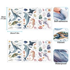 2x Glow-in-the-Dark Ocean Wall Stickers Self-Adhesive Marine Life Decor for Kids