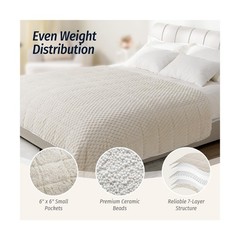 Wemore Fleece Weighted Blanket for Adults (60″ x 80″ 15lbs, Cream W… Fast Ship